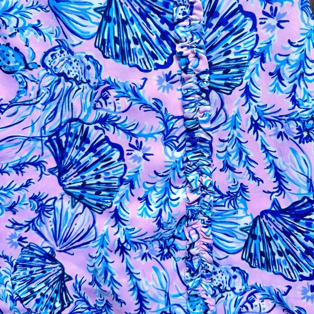 Lilly Pulitzer Zenon Ruffle Romper Magnolia Lilac Size 00 - Picture 2 of 12